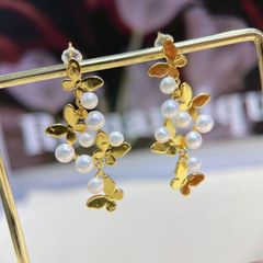 Bông Tai Mặt Hoa Bướm 3D Sang Trọng Đính Ngọc Trai Tự Nhiên MADAME HIEN PEARLS Cho Nữ BTN296