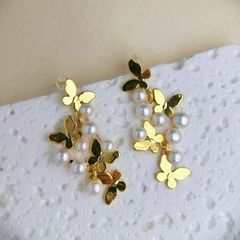 Bông Tai Mặt Hoa Bướm 3D Sang Trọng Đính Ngọc Trai Tự Nhiên MADAME HIEN PEARLS Cho Nữ BTN296