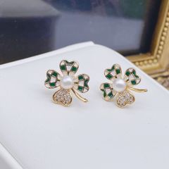 Bông Tai Cỏ Bốn Lá Ngọc Trai Thời Trang Cao Cấp Bông Tai Nữ Madame Hien Pearls BTN060