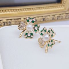 Bông Tai Cỏ Bốn Lá Ngọc Trai Thời Trang Cao Cấp Bông Tai Nữ Madame Hien Pearls BTN060