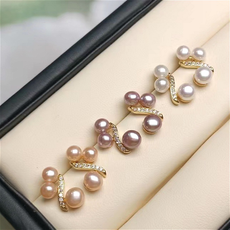 Bông Tai Ngọc Trai Bạc 925 Hình Chữ S Dễ Thương MADAME HIEN PEARLS BTN067