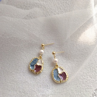 Bông Tai Kim Bạc 925 Đính Ngọc Trai Nhiều Màu Sắc Cá Tính Phong Cách RUNWAY BTN068