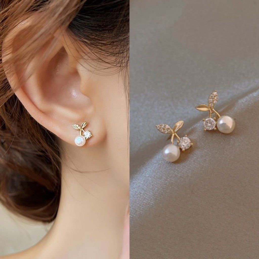 Bông Tai Ngọc Trai Cherry 1 Hạt MADAME HIEN PEARLS Dễ Thương BTN070