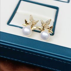 Bông Tai Vườn Bướm Đính Ngọc Trai Tự Nhiên Thời Trang MADAME HIEN PEARLS  Cho Nữ BTN080