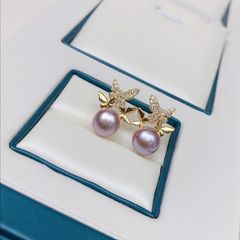 Bông Tai Vườn Bướm Đính Ngọc Trai Tự Nhiên Thời Trang MADAME HIEN PEARLS  Cho Nữ BTN080