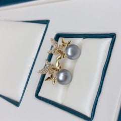 Bông Tai Vườn Bướm Đính Ngọc Trai Tự Nhiên Thời Trang MADAME HIEN PEARLS  Cho Nữ BTN080