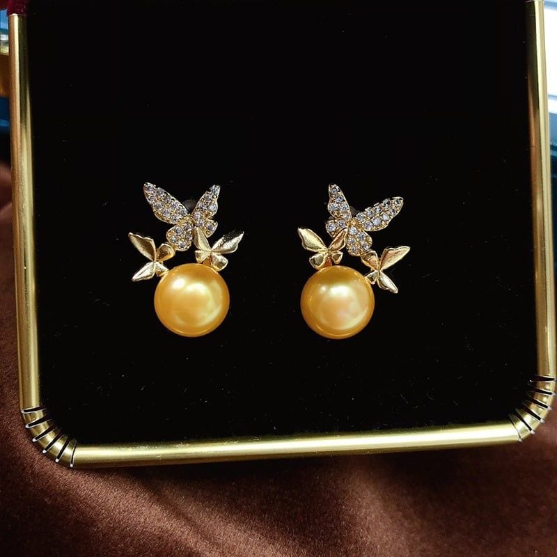 Bông Tai Vườn Bướm Đính Ngọc Trai Tự Nhiên Thời Trang MADAME HIEN PEARLS  Cho Nữ BTN080