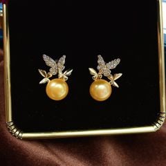 Bông Tai Vườn Bướm Đính Ngọc Trai Tự Nhiên Thời Trang MADAME HIEN PEARLS  Cho Nữ BTN080