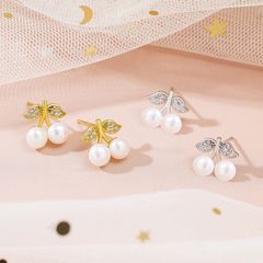 Bông Tai Ngọc Trai Tự Nhiên Dáng 2 Quả Anh Đào Tươi Tắn MADAME HIEN PEARLS Cho Nữ BTN099
