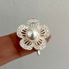 Nhẫn Bạc Ta Mặt Ngọc trai Tự Nhiên N320 Hoa Mai 5 Cánh MADAME HIEN PEARLS Cho Nữ BTNN001