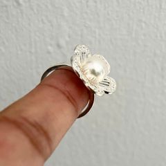 Nhẫn Bạc Ta Mặt Ngọc trai Tự Nhiên N320 Hoa Mai 5 Cánh MADAME HIEN PEARLS Cho Nữ BTNN001