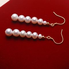 Bông Tai Ngọc Trai Tự Nhiên Tua Rua 6 Hạt Chuôi Móc Câu MADAME HIEN PEARLS Cho Nữ BTT104