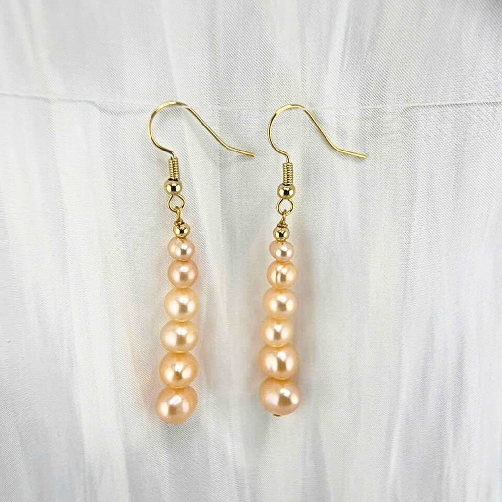Bông Tai Ngọc Trai Tự Nhiên Tua Rua 6 Hạt Chuôi Móc Câu MADAME HIEN PEARLS Cho Nữ BTT104