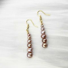 Bông Tai Ngọc Trai Tự Nhiên Tua Rua 6 Hạt Chuôi Móc Câu MADAME HIEN PEARLS Cho Nữ BTT104