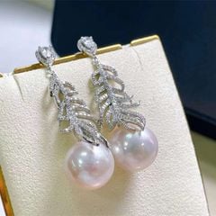 Bông Tai Ngọc Trai Tự Nhiên Tua Rua Lông Vũ Kiêu Sa MADAME HIEN PEARLS Cho Nữ BTT105