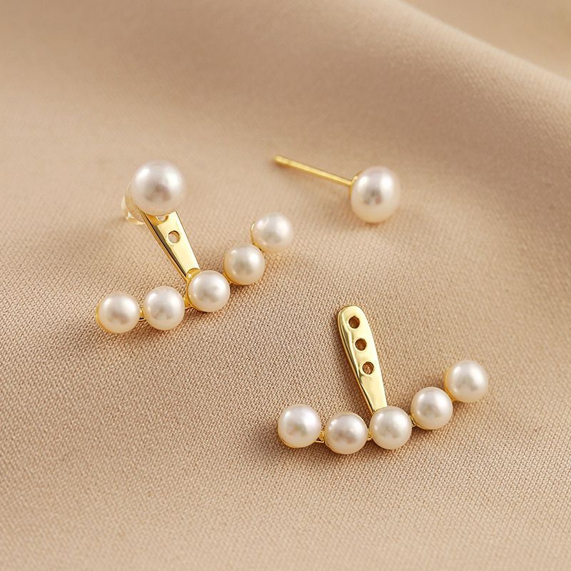 Bông Tai Ngọc Trai Đeo Viền Dáy Tai 5 Hạt Sang Trọng MADAME HIEN PEARLS Cho Nữ BTT107