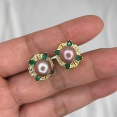 Bông Tai Kim Bạc 925 Đính Ngọc Trai 9-10mm Thời Trang MADAME HIEN PEARLS Sang Trọng BTT119