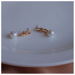 Bông Tai Ngọc Trai Kim Bạc s925 Mắc Xích Kiểu Dáng Thời Thượng Cá Tính MADAME HIEN PEARLS BTT046