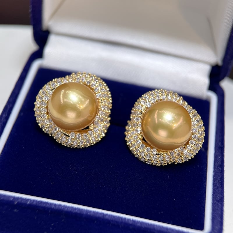 Bông Tai Ngọc Trai Nước Ngọt Edison Vàng Kim Sang Trọng MADAME HIEN PEARLS BTT076