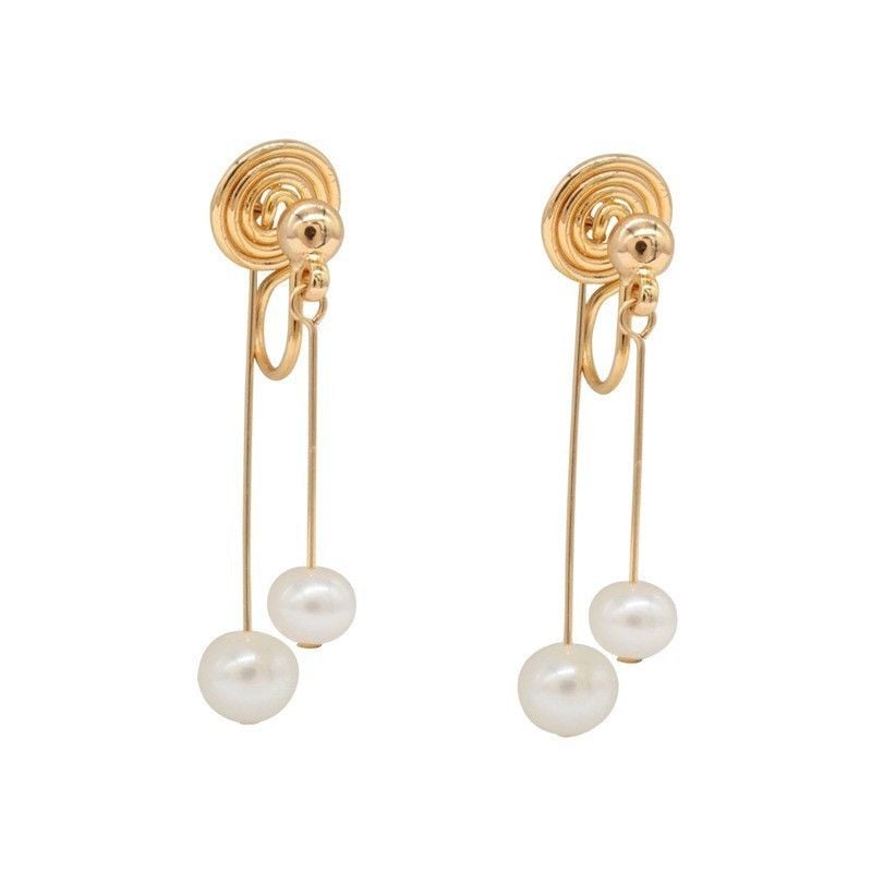 Bông Tai Ngọc Trai Nước Ngọt Đính Tua Rua 2 Hạt Trước Sau MADAME HIEN PEARLS BTT080