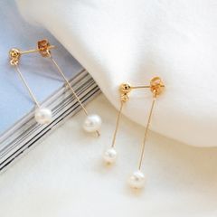 Bông Tai Ngọc Trai Nước Ngọt Đính Tua Rua 2 Hạt Trước Sau MADAME HIEN PEARLS BTT080