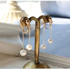 Bông Tai Ngọc Trai Nước Ngọt Đính Tua Rua 2 Hạt Trước Sau MADAME HIEN PEARLS BTT080