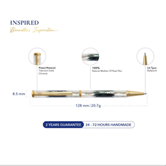 Bút Ký Cao Cấp BLUSAIGON Inspired Làm Từ Vỏ Xà Cừ Ngọc Trai Mạ Titanium Gold Cao Cấp BUT001