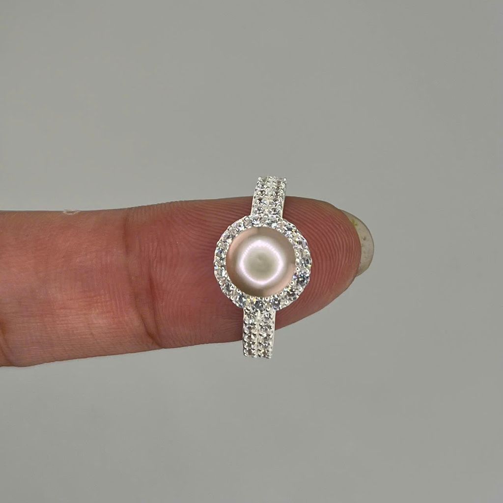 Nhẫn Bạc Ý s925 Đính Ngọc Trai Tự Nhiên 7-8mm MADAME HIEN PEARLS BYNN008