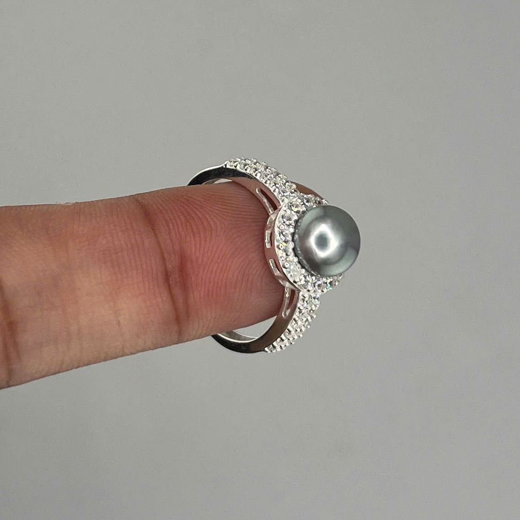 Nhẫn Bạc Ý s925 Đính Ngọc Trai Tự Nhiên 7-8mm MADAME HIEN PEARLS BYNN008