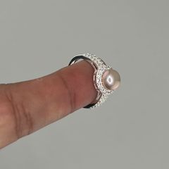 Nhẫn Bạc Ý s925 Đính Ngọc Trai Tự Nhiên 7-8mm MADAME HIEN PEARLS BYNN008