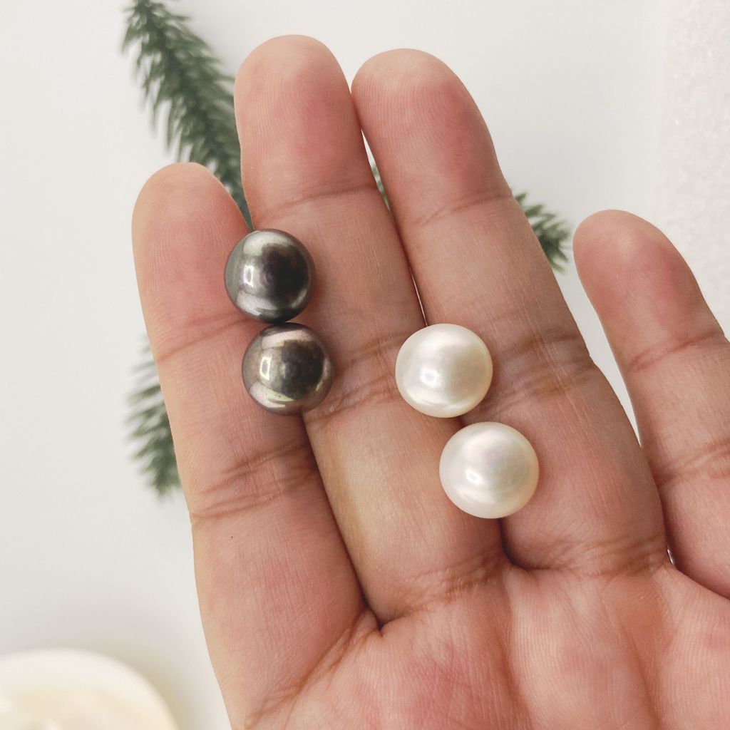Bông tai Bạc Ý s925 Đính Ngọc Trai Nụ Size Lớn 12mm BYNN0S012