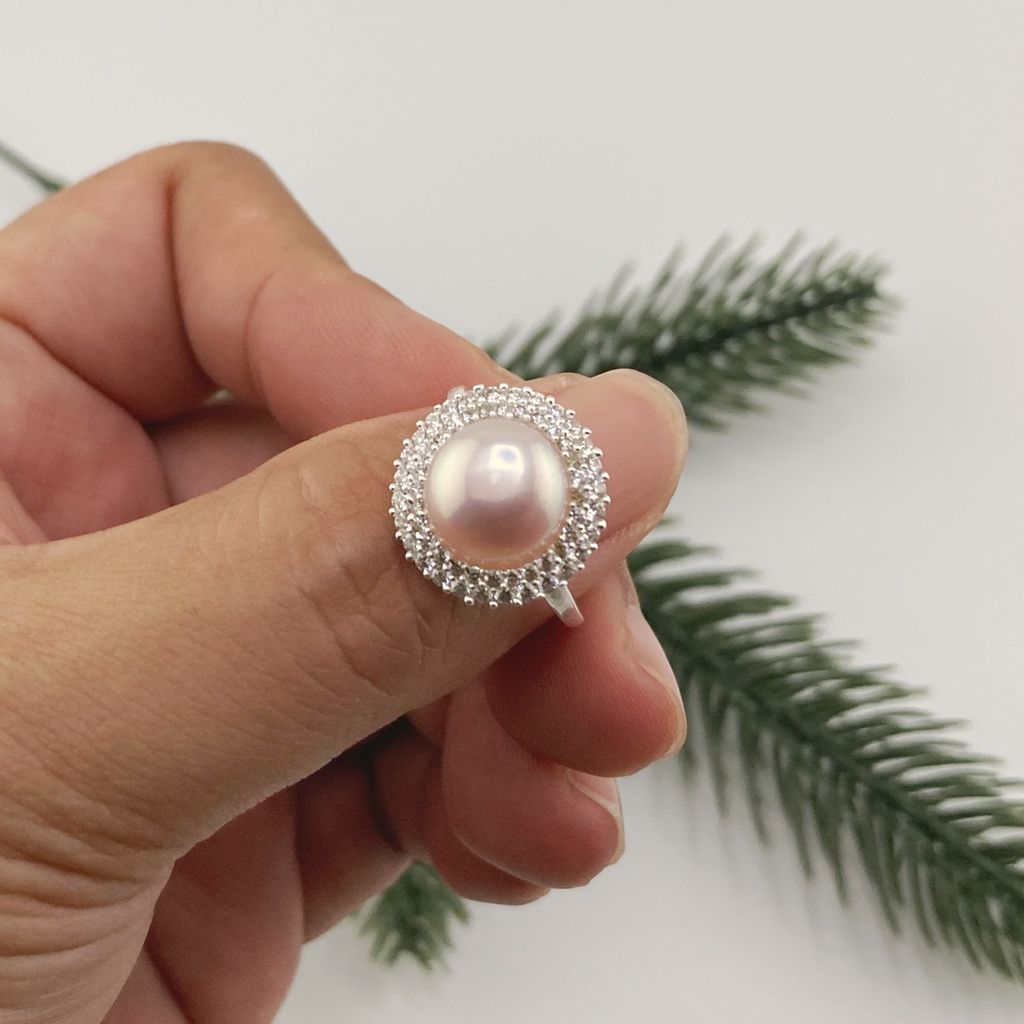 Nhẫn Bạc Ý s925 Đính Ngọc Trai Tự Nhiên 10mm Hoa Hướng Dương MADAME HIEN PEARLS Cho Nữ BYNN001