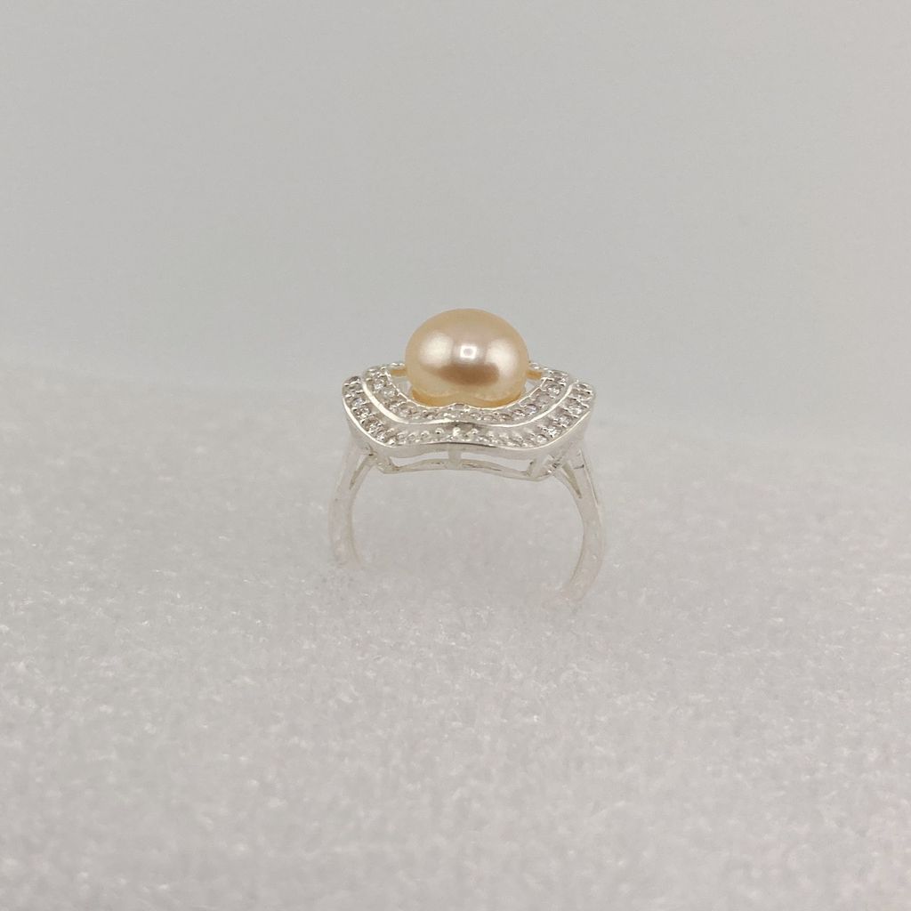 Nhẫn Bạc Ý s925 Đính Ngọc Trai Tự Nhiên 8-9mm MADAME HIEN PEARLS BYNN007