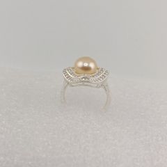 Nhẫn Bạc Ý s925 Đính Ngọc Trai Tự Nhiên 8-9mm MADAME HIEN PEARLS BYNN007