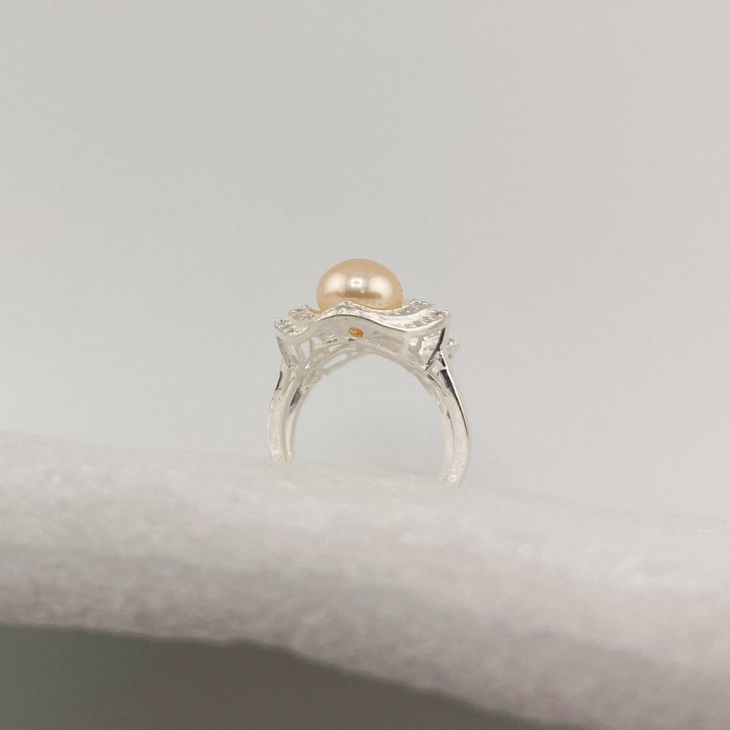 Nhẫn Bạc Ý s925 Đính Ngọc Trai Tự Nhiên 8-9mm MADAME HIEN PEARLS BYNN007