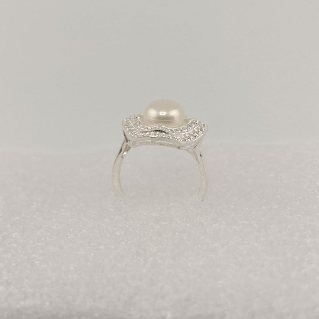 Nhẫn Bạc Ý s925 Đính Ngọc Trai Tự Nhiên 8-9mm MADAME HIEN PEARLS BYNN007