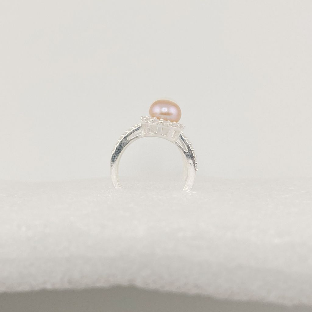 Nhẫn Bạc Ý s925 Đính Ngọc Trai Tự Nhiên 7-8mm MADAME HIEN PEARLS BYNN008