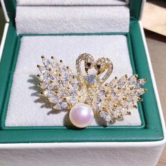 Trâm Cài Áo Ngọc Trai tự nhiên Đính Đá Zircon Quý phái thanh lịch PKC006