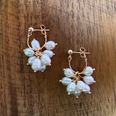 Bông Tai Ngọc Trai Khoá U Đính Tua Rua Chùm Ngọc Trai Giọt Nước MADAME HIEN PEARLS Cho Nữ