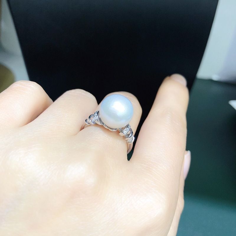 Nhẫn Bạc s925 Đính Ngọc Trai Edison 10-11mm Tròn Tự Nhiên Cao Cấp Vanh Xoắn MADAME HIEN PEARLS NT019