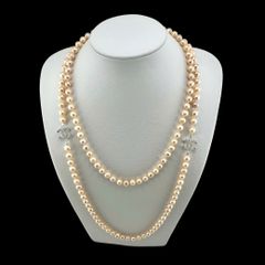 Vòng Cổ Ngọc Trai Hồng Hạt Tròn Tự Nhiên Dài 120cm Điểm 2 Khoá Bạc s925 Channel MADAME HIEN PEARLS CT040H