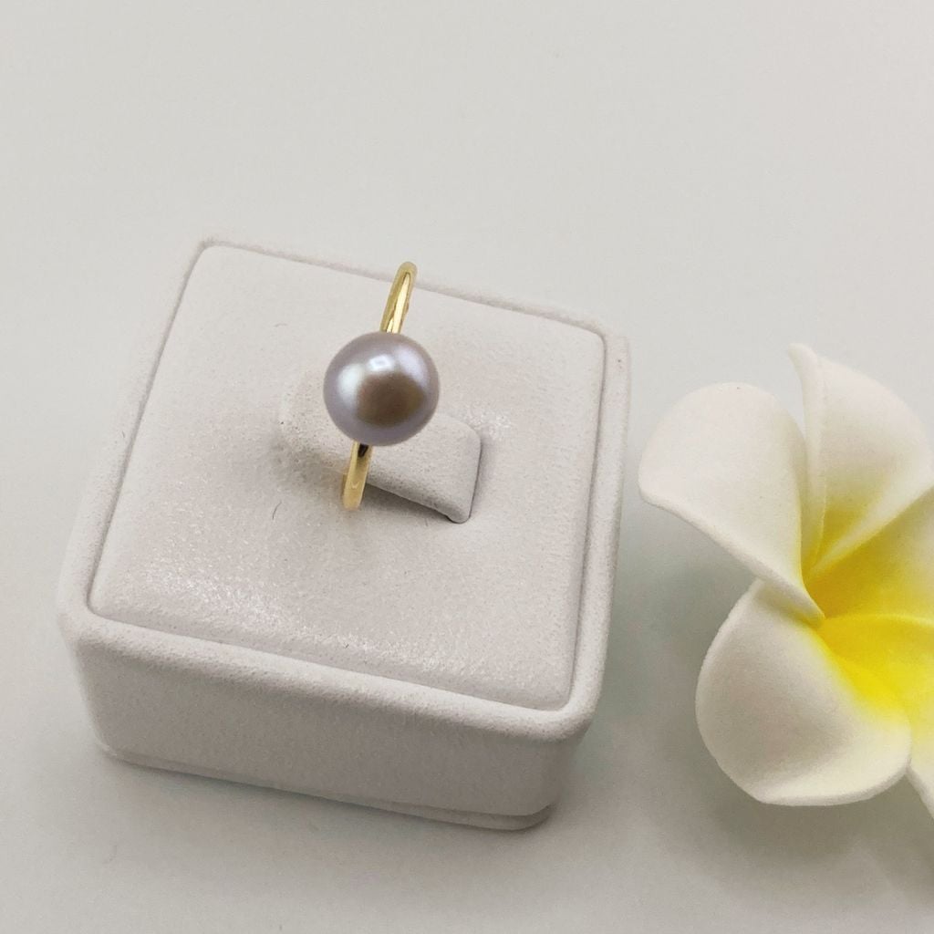 Nhẫn Ngọc Trai Tối Giản Khung Vàng Đính 1 Hạt Ngọc Trai Tự Nhiên Thời Trang NN012