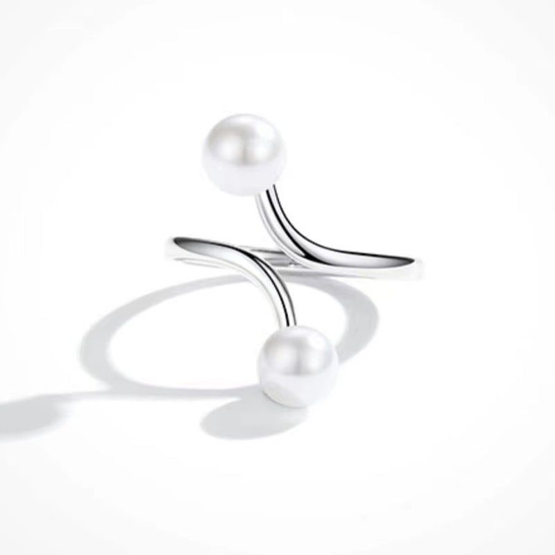 Nhẫn Ngọc Trai Tự Nhiên 2 Hạt Đối Xứng MADAME HIEN PEARLS Thời Trang Cá Tính NN067