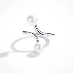 Nhẫn Ngọc Trai Tự Nhiên 2 Hạt Đối Xứng MADAME HIEN PEARLS Thời Trang Cá Tính NN067