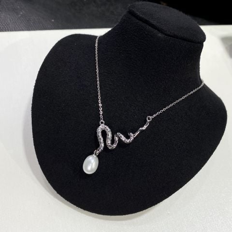 Dây Chuyền Mặt Rắn Đính Ngọc Trai Tự Nhiên Giọt Nước Tinh Xảo Độc Đáo MADAME HIEN PEARLS Cho Nữ MG042