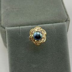 Nhẫn Ngọc Trai Tự Nhiên Hạt Đen Lông Công Mặt Hoa Hồng Nhiều Tầng Sang Trọng MADAME HIEN PEARLS Cho Nữ NN138