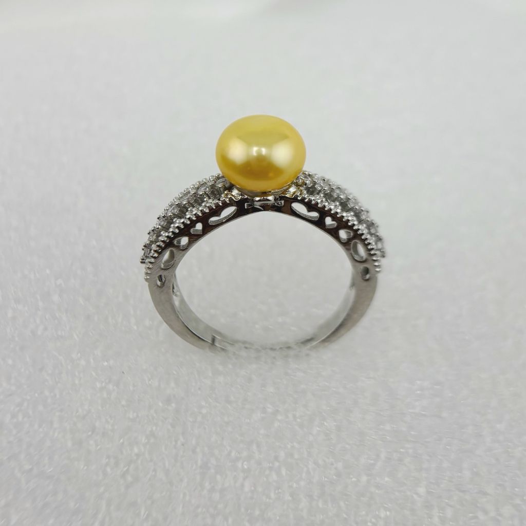 Nhẫn Ngọc Trai Tự Nhiên Khung Bạc Chạm Khắc Hoa Văn Cầu Kỳ Thời Trang Nam Nữ MADAME HIEN PEARLS NN080