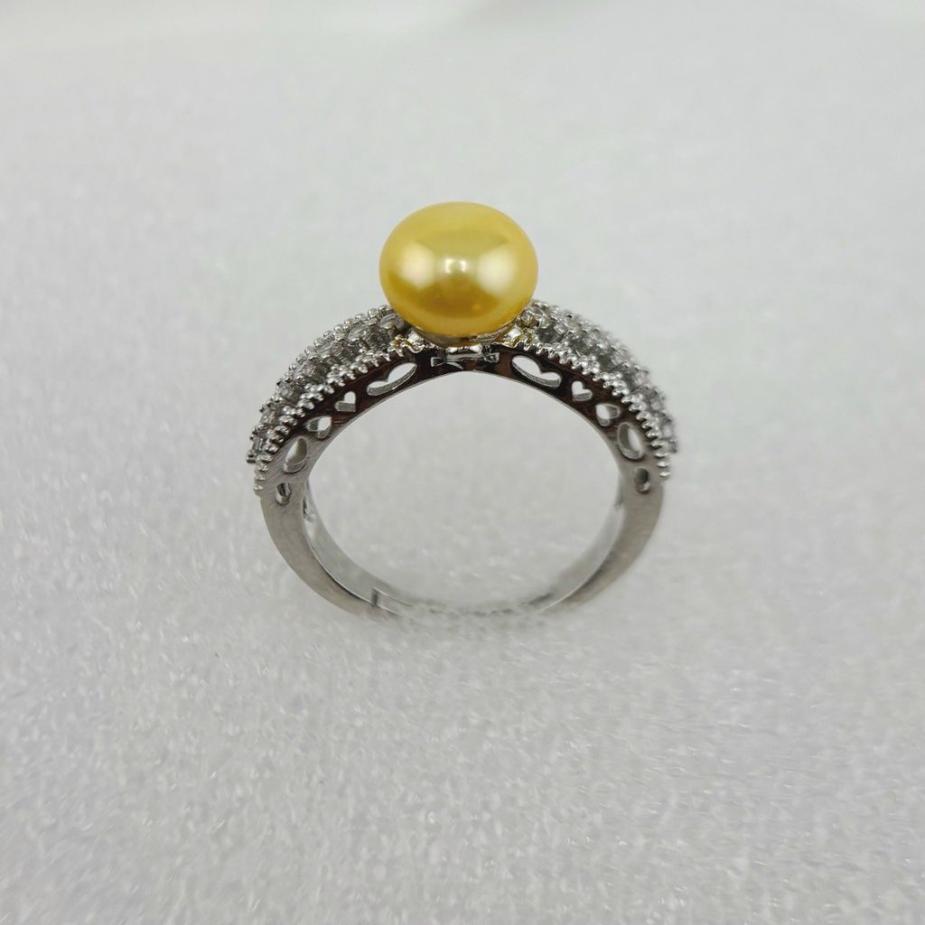 Nhẫn Ngọc Trai Tự Nhiên Khung Bạc Chạm Khắc Hoa Văn Cầu Kỳ Thời Trang Nam Nữ MADAME HIEN PEARLS NN080