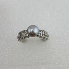 Nhẫn Ngọc Trai Tự Nhiên Khung Bạc Chạm Khắc Hoa Văn Cầu Kỳ Thời Trang Nam Nữ MADAME HIEN PEARLS NN080