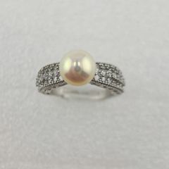 Nhẫn Ngọc Trai Tự Nhiên Khung Bạc Chạm Khắc Hoa Văn Cầu Kỳ Thời Trang Nam Nữ MADAME HIEN PEARLS NN080